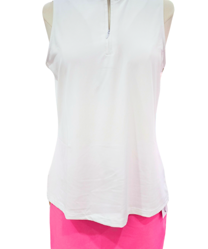 Lulu-B Sleeveless Zip Top - White