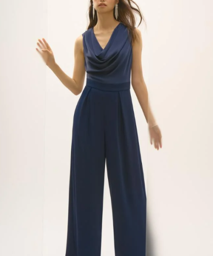 Joseph Ribkoff Satin Cowl Neck Jumpsuit