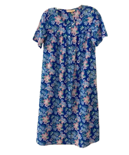 La Cera Blue Floral Snap Nightgown