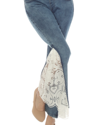 Pull On Jeans With Zipper Lace Detail