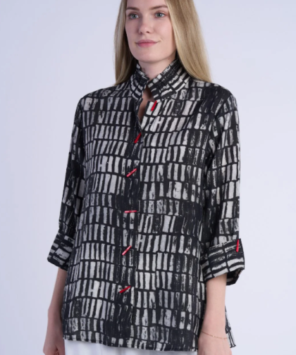 Shana Printed Piano Button Shirt
