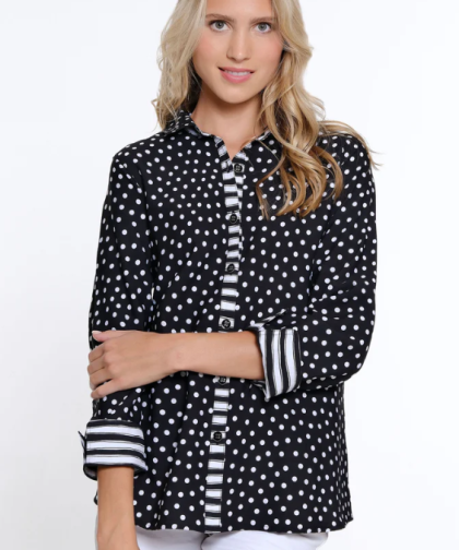 Multiples Polka Dot Woven Shirt -Black