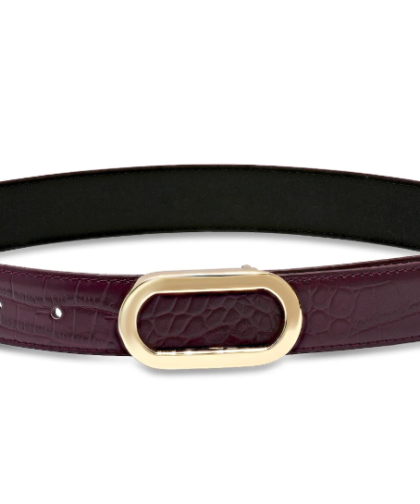 Laurel & Gold Burgundy Crocodile Camden Belt
