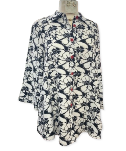 Shana Floral Printed Zip Back Shirt