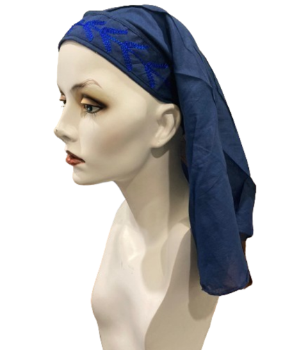 ABonita Navy Embroidered Head Scarf