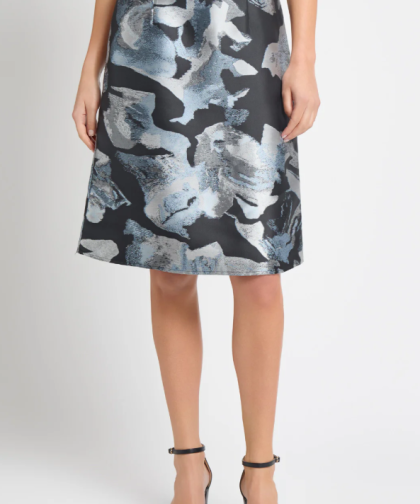 Ming Wang A-Line Floral Woven Skirt
