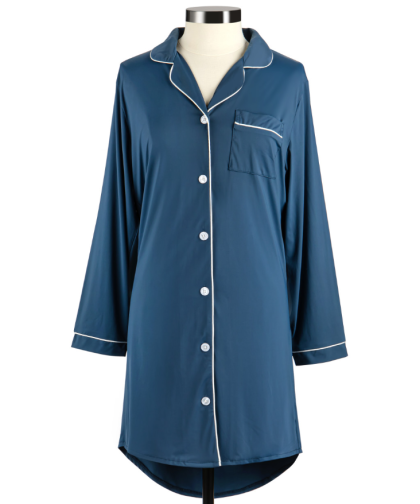 Long Sleeve Navy Cooling Night Shirt