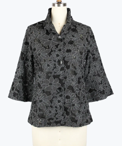 Floral Denim Jacquard Lace Jacket