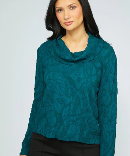 Olivia Sculpted Floral Embossed Cowl Top
