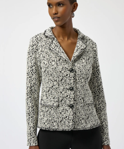 Joseph Ribkoff Black and White Knit Blazer