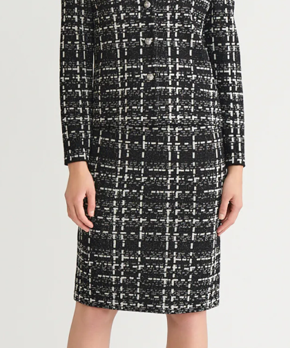 Ming Wang Heritage Checkered Jacquard Knit Skirt