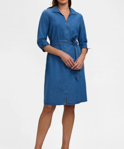 Foxcroft Agnes Medium Wash Tencel Denim Dress