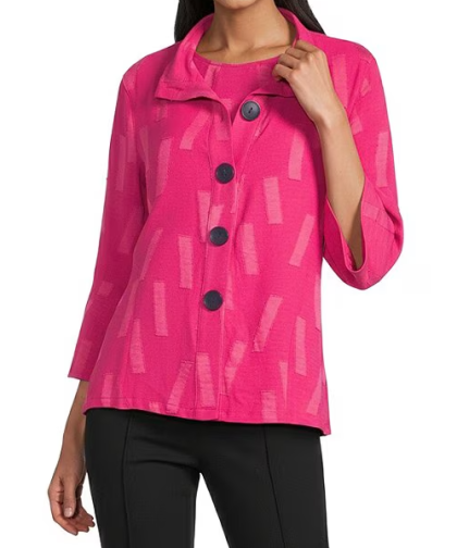 Multiples Wire Collar Button Front Jacket and Tank