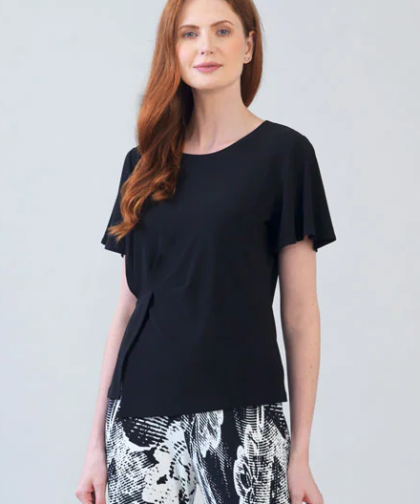 Clara Sunwoo Flounce Sleeve Stitch Overlay Top
