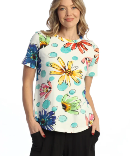 Jess & Jane Arabella Cotton Spandex Tound-Neck Top