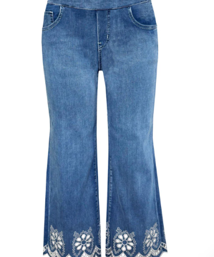 Ethyl Wide Leg Denim with Embroidery