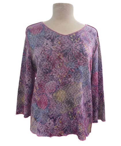 Trisha Tyler Pink Floral Zigzag Reversible V-Neck