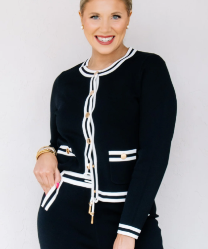 AZI Black Long Sleeve "Sara" Cardigan