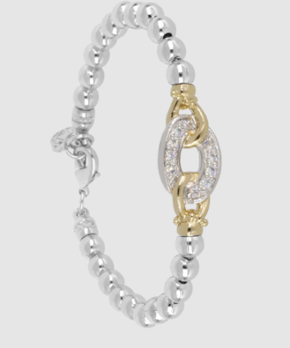 John Medeiros Silver Beaded Oval Bracelet