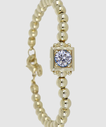 John Medeiros Gold Beaded Stone Bracelet 6.5"