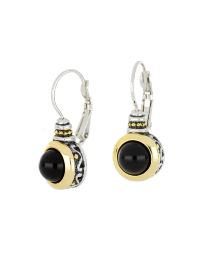John Medeiros Genuine Black Onyx French Wire Earrings