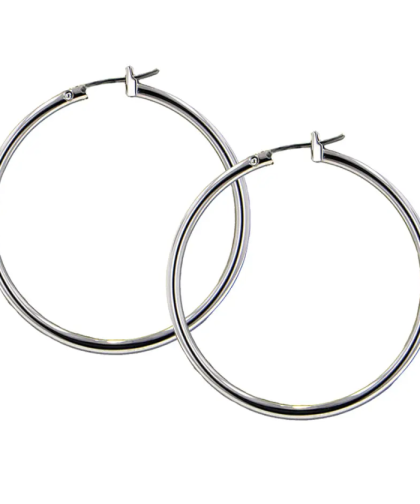 John Medeiros Large Rhodium Hoop Earrings