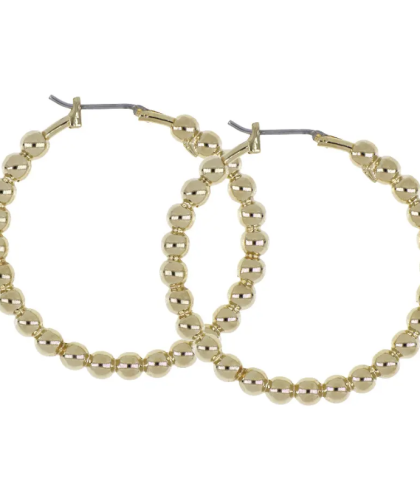 John Medeiros Gold Beaded Hoop Earrings