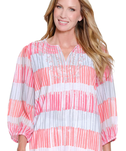 Multiples Embroidered Slub Knit Top