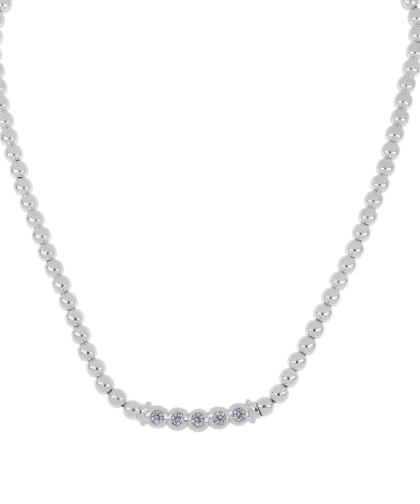 John Medeiros Rhodium Beaded Five Stone Necklace