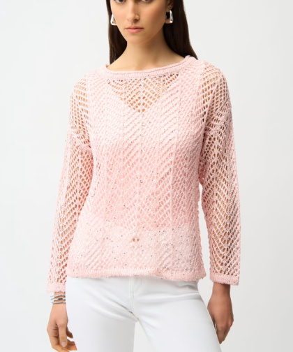 Joseph Ribkoff Casual Open Knit Sequin Sweater
