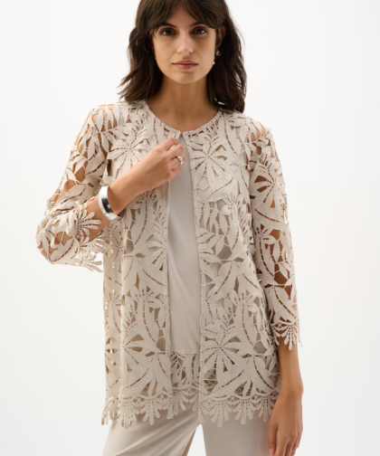Joseph Ribkoff Embroidered Floral Open Front Cardigan