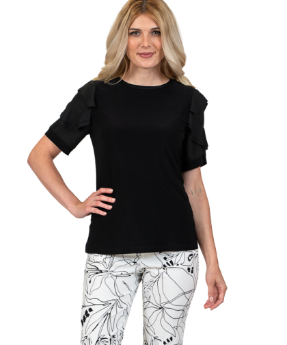 Scapa Black Ruffle Sleeve Pullover Top