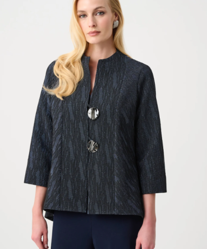 Joseph Ribkoff Signature Foil-Textured Trapeze Jacket