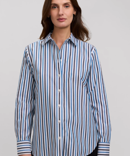 Foxcroft Meghan Pinpoint Stripe Long Sleeve Shirt