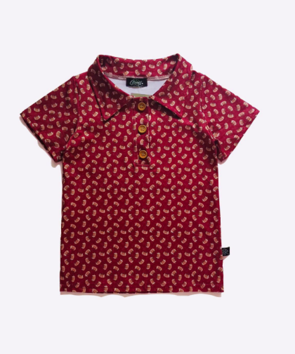 Maroon Football Boy Collar Shirt