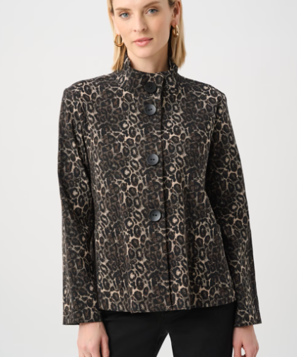 Joseph Ribkoff Animal-print Mandarin Collar Shirt Style