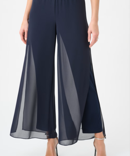 Chiffon Wide-leg Pull-on Pant | Midnight Blue