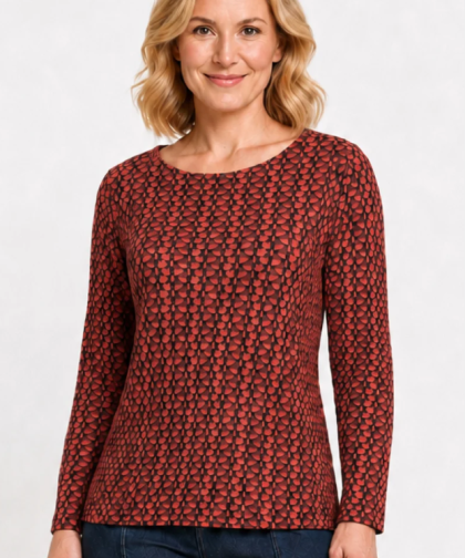 Ali Miles Spice Textured Round Neck Popover
