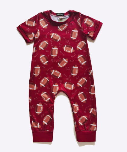 Maroon Football Baby Boy Romper