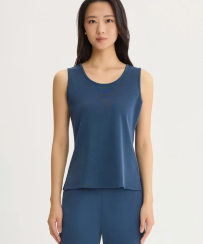 Misook 23" Double Scoop Neck Mylana Tank in Stardust