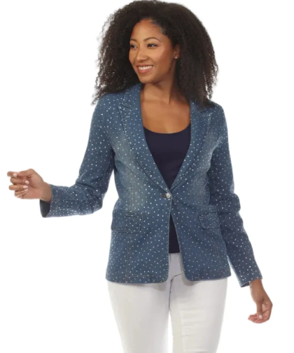 A.Z.I Denim Blazer with Rhinestones