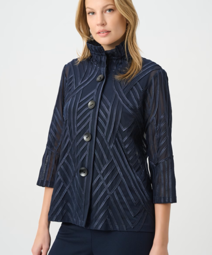 Joseph Ribkoff Relaxed Fit High Neck Navy Blouse