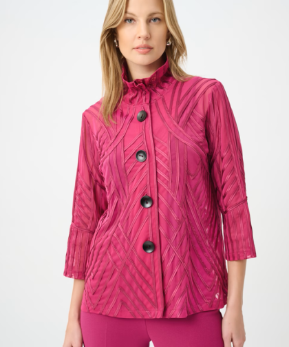 Joseph Ribkoff Relaxed Fit Magenta High Neck Blouse