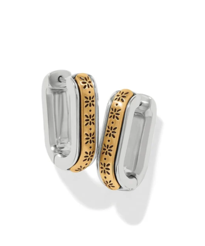 Mosaic Two Tone Hinged Hoop Earrings