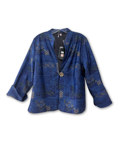 Lior Geneva One Button Faux Embroidered Denim Jacket