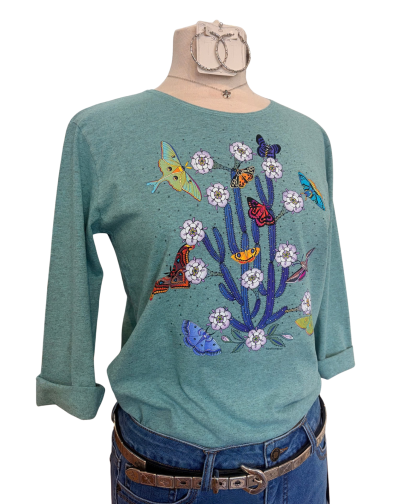 Sabaku Transformations in Heather Blue Agave 3/4 Sleeve Best Tee